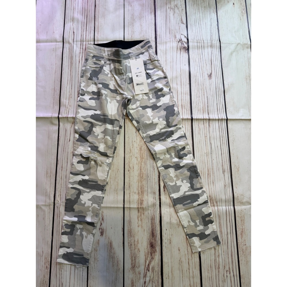 Coco‎ + Carmen Camo Print Distressed Pull On Leggings Grey White Small NWT